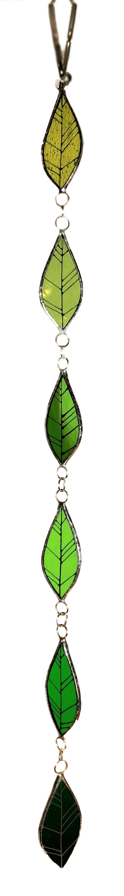 Leaf Chain Stained Glass Ornament, Green
