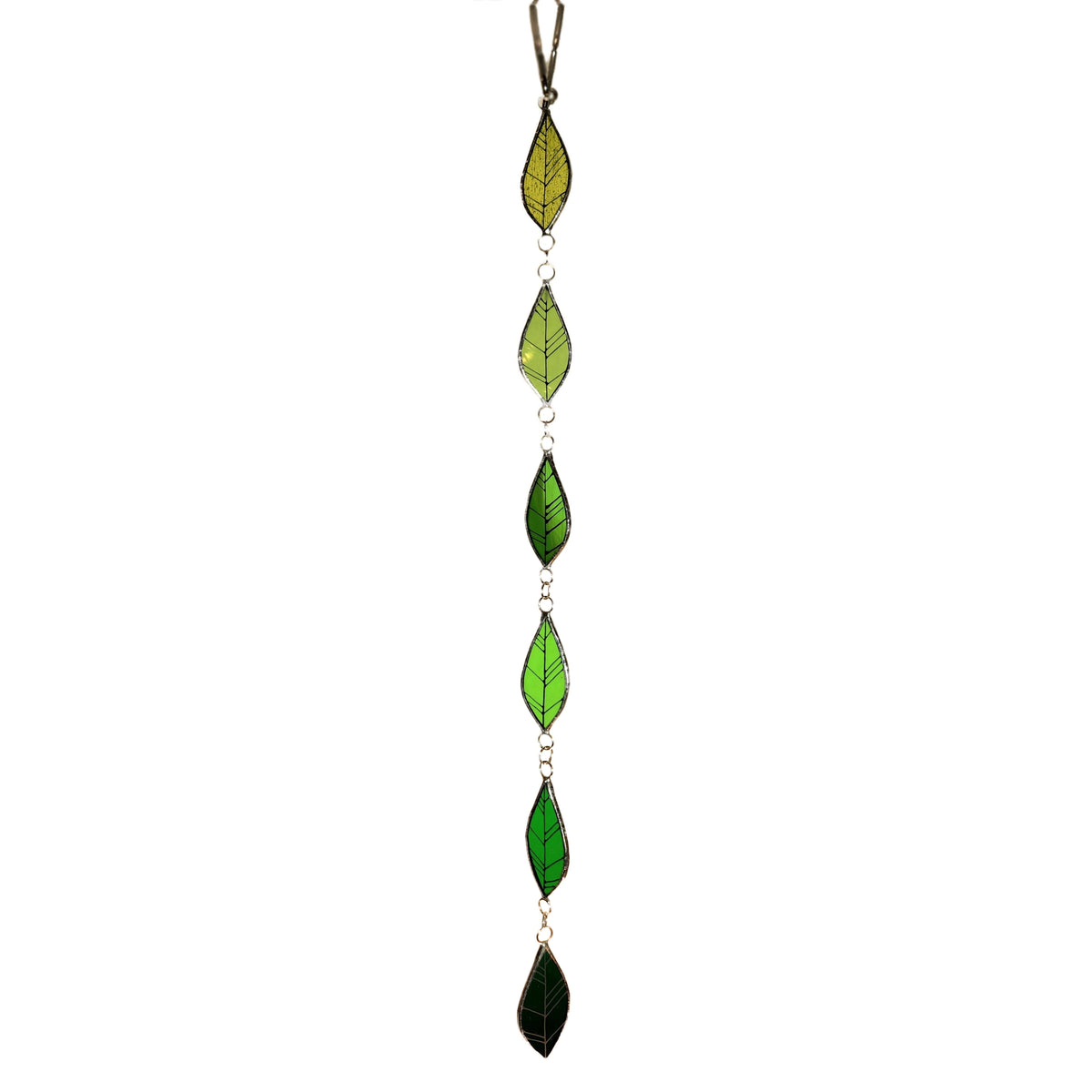 Leaf Chain Stained Glass Ornament, Green