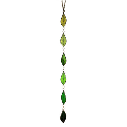 Leaf Chain Stained Glass Ornament, Green