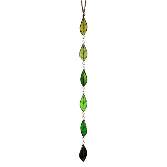 Leaf Chain Stained Glass Ornament, Green