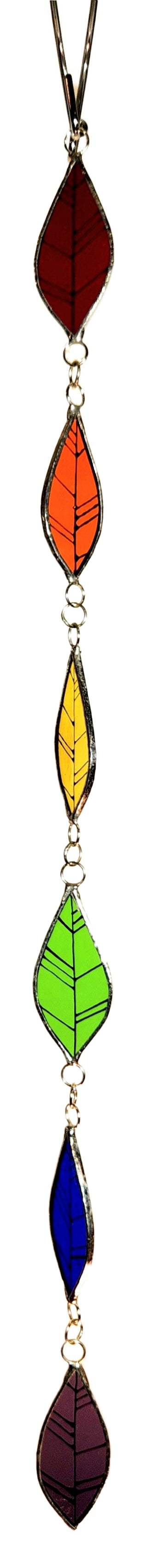 Leaf Chain Stained Glass Ornament, Rainbow