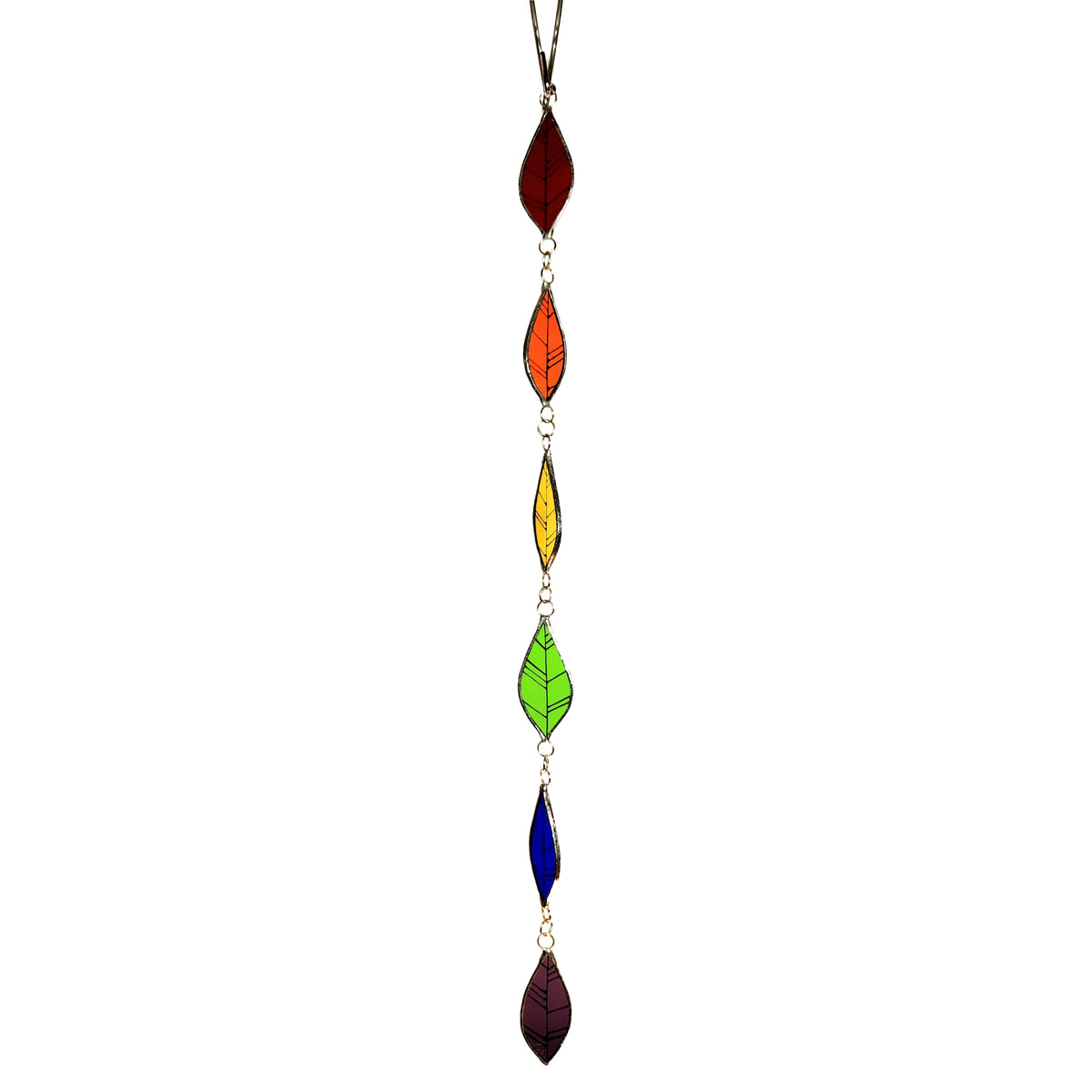 Leaf Chain Stained Glass Ornament, Rainbow