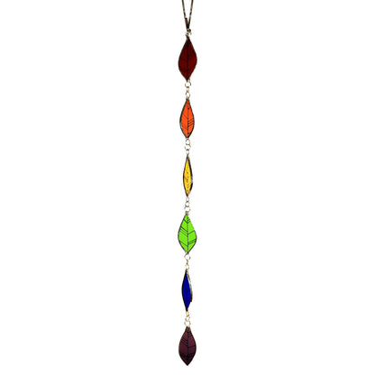 Leaf Chain Stained Glass Ornament, Rainbow