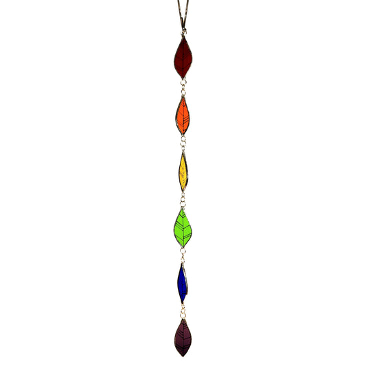 Leaf Chain Stained Glass Ornament, Rainbow