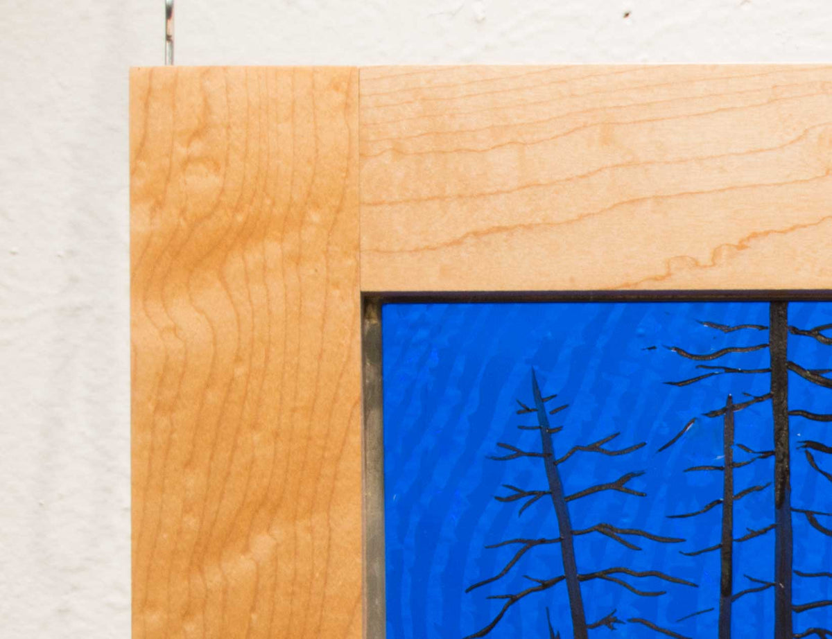 Dark Blue Birds, Large Stained Glass Window Hanging