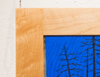 Dark Blue Birds, Large Stained Glass Window Hanging